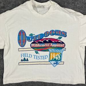 BB Wear TShirt CROP Women's L White Outdoors Wilderness Camp 1948 Short Sleeve